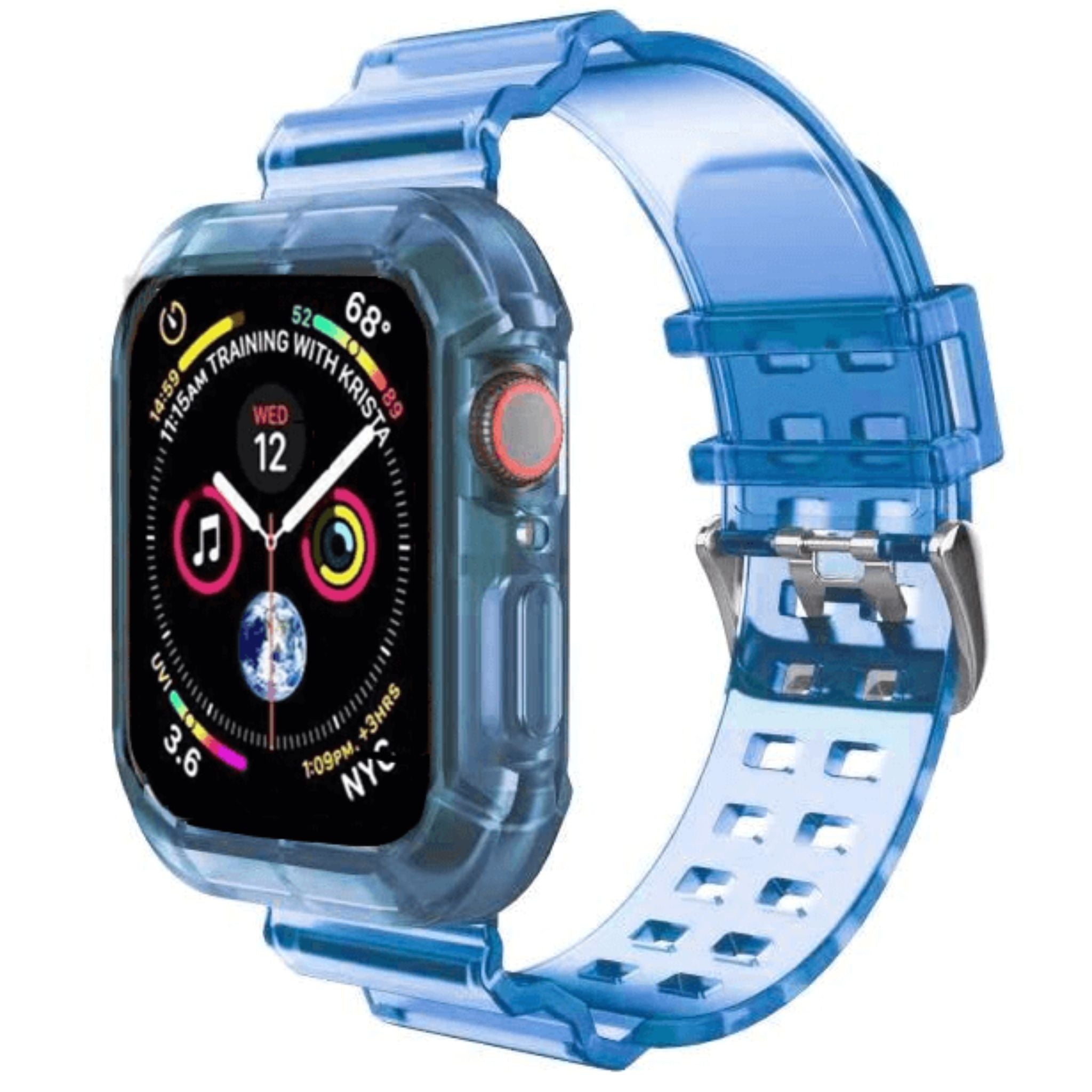 Retro Style Transparent Strap for Apple Watch®–Electric Blue