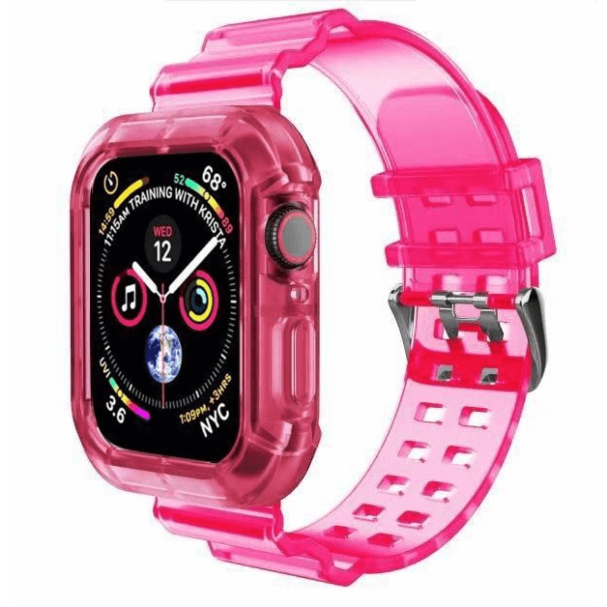 Retro Style Transparent Strap for Apple Watch®–Raspberry Red