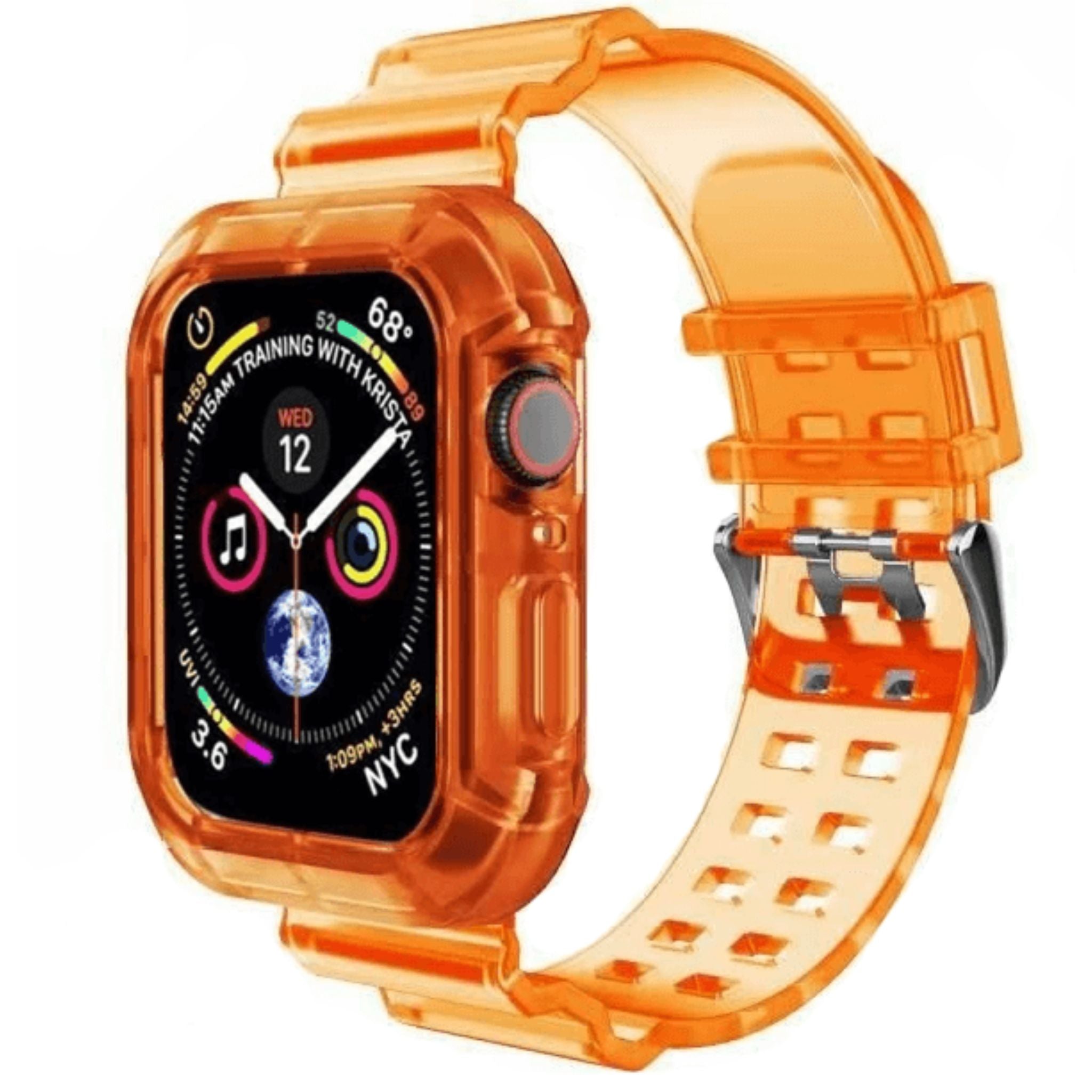 Retro Style Transparent Strap for Apple Watch®–Tangerine Tango
