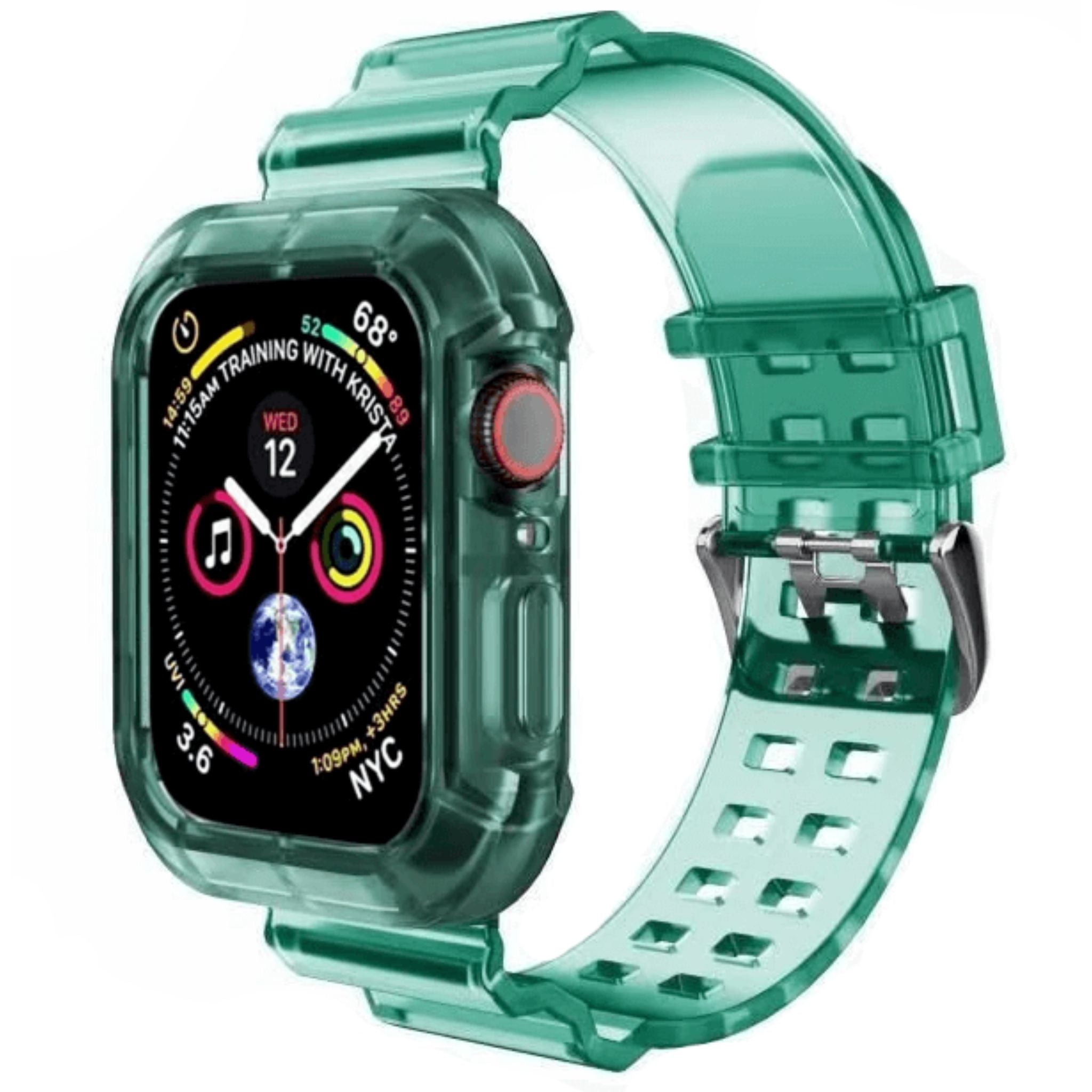 Retro Style Transparent Strap for Apple Watch®–Bottle Green