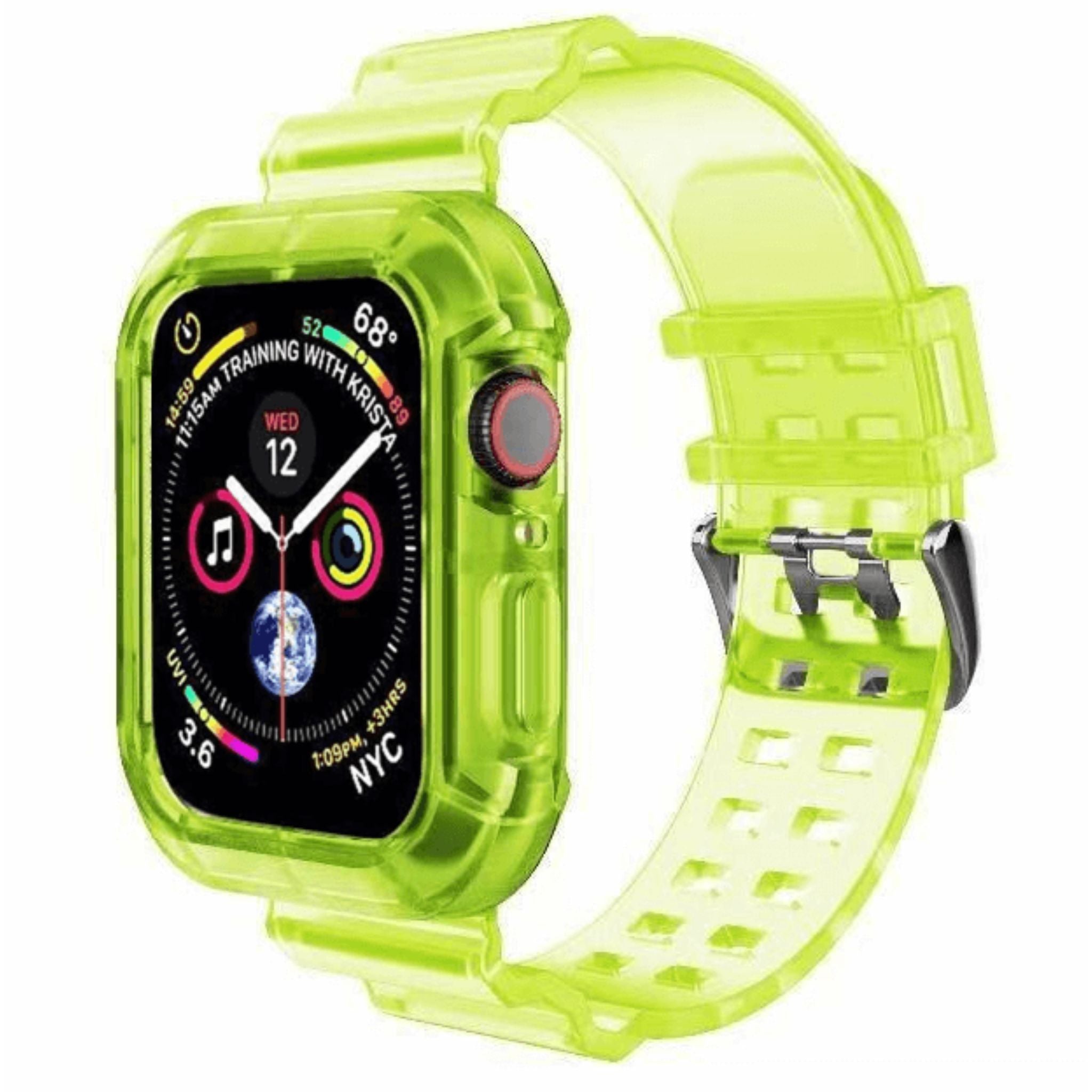 Retro Style Transparent Strap for Apple Watch®–Electric Yellow