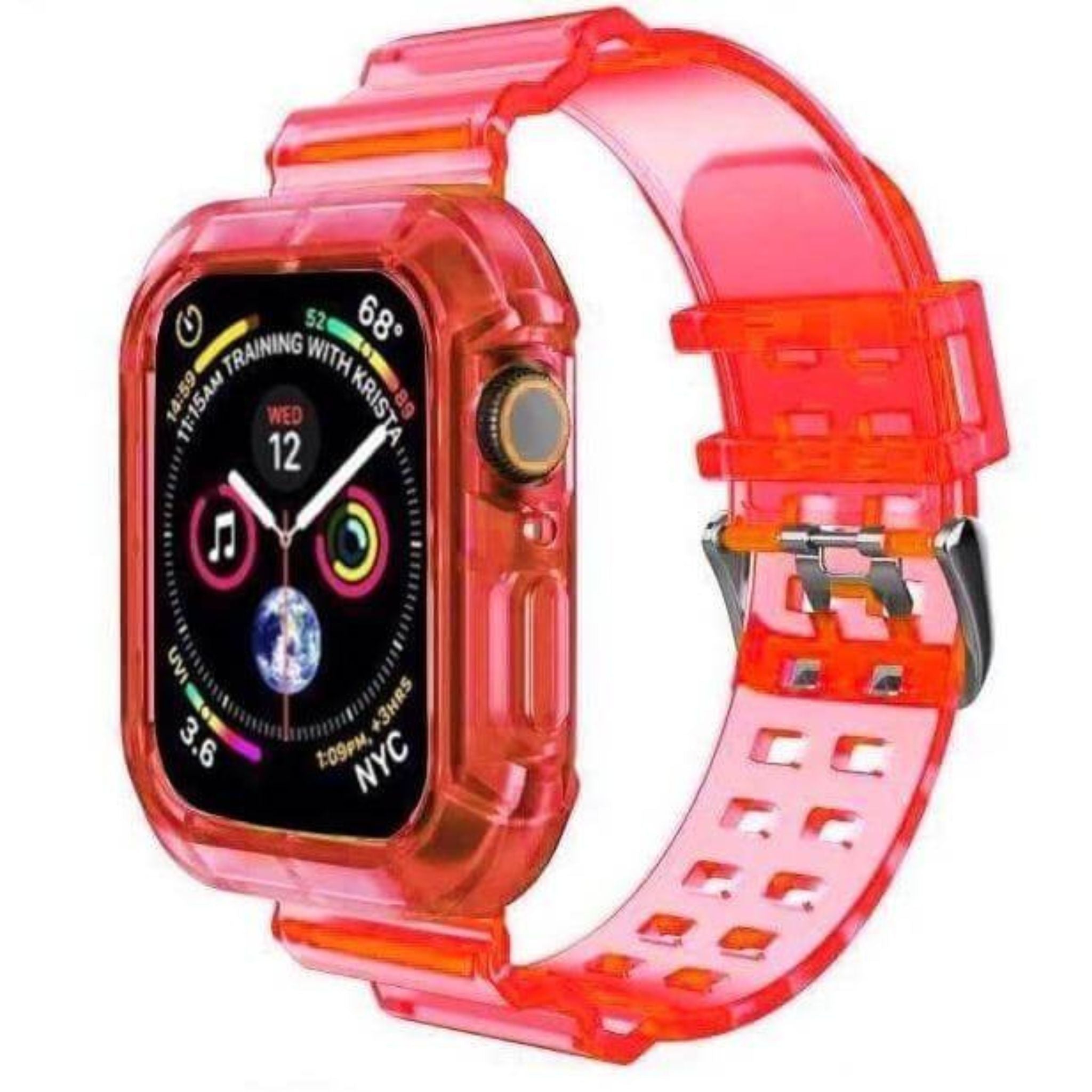 Retro Style Transparent Strap for Apple Watch®–Coral Red