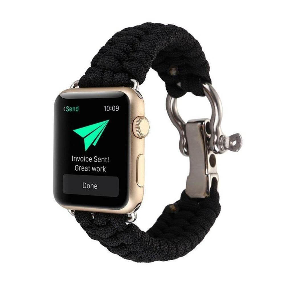Paracord Survival Bracelet for Apple Watch | 800x Black / 38mm 40mm